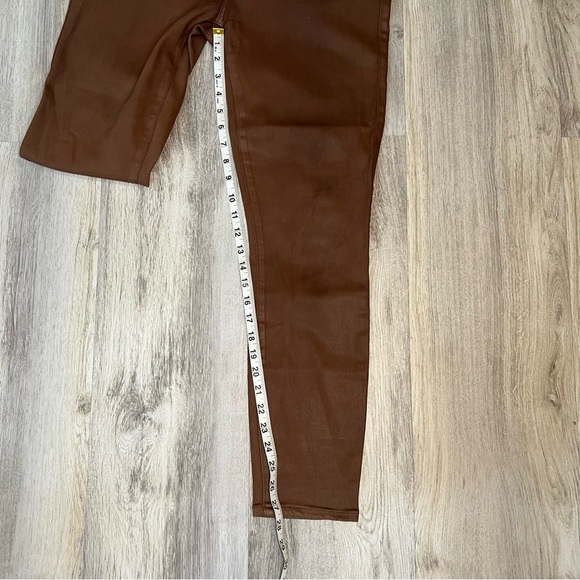 PAIGE Hoxton Ankle Pants Women's 32 Cognac Luxe Solid Coated Button Zip Closure - Picture 7 of 12
